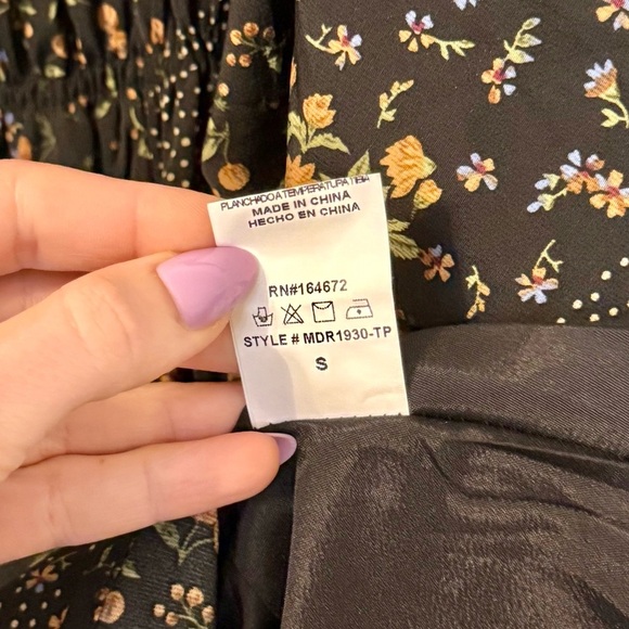 THE POST Anthro Fall Floral Bubble Sleeve Flared Mini Dress- Size Small - Picture 5 of 12